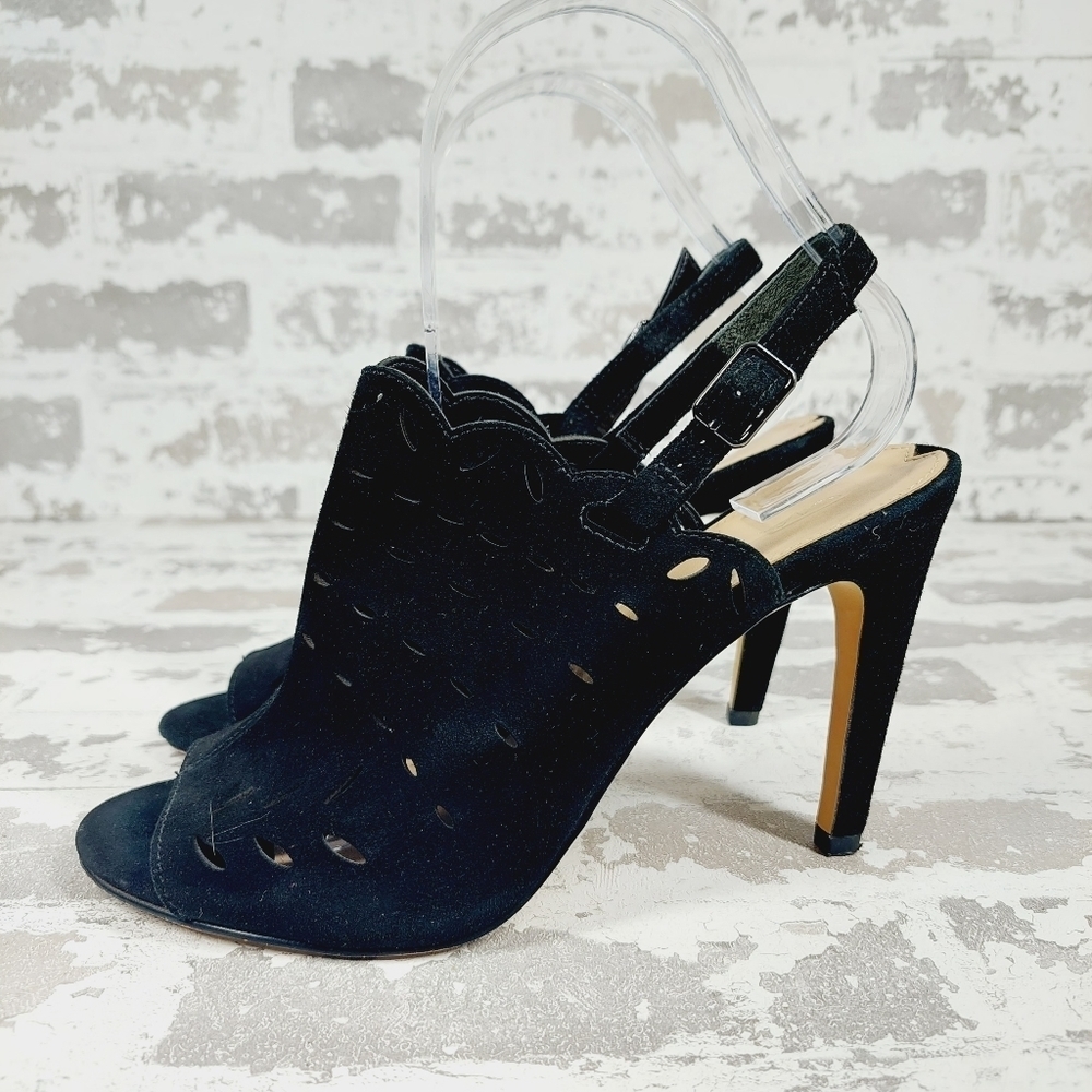 Via Spiga High Heel Shoes Slingback Nellie Black Suede Sandals O732